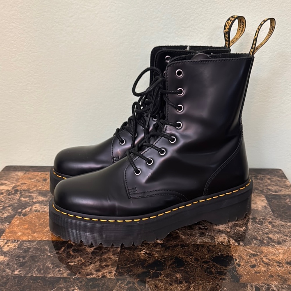 Dr Martens Jadon platform Black smooth Leather Lace-Up Boots L 12 M 10